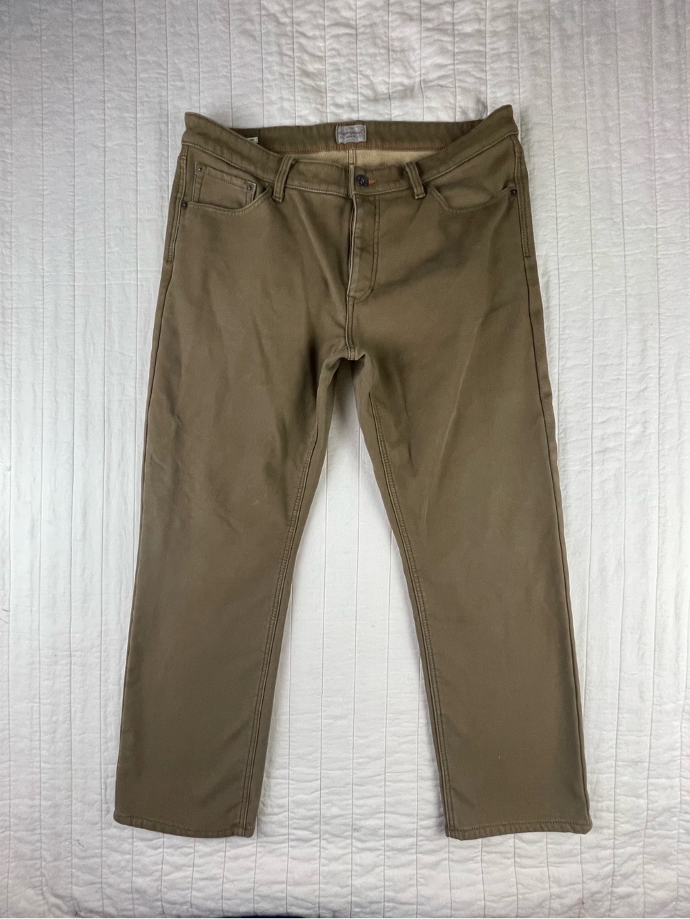 Weatherproof Men's Canvas Jeans Fully Fleece Lined Tan 38W 30L